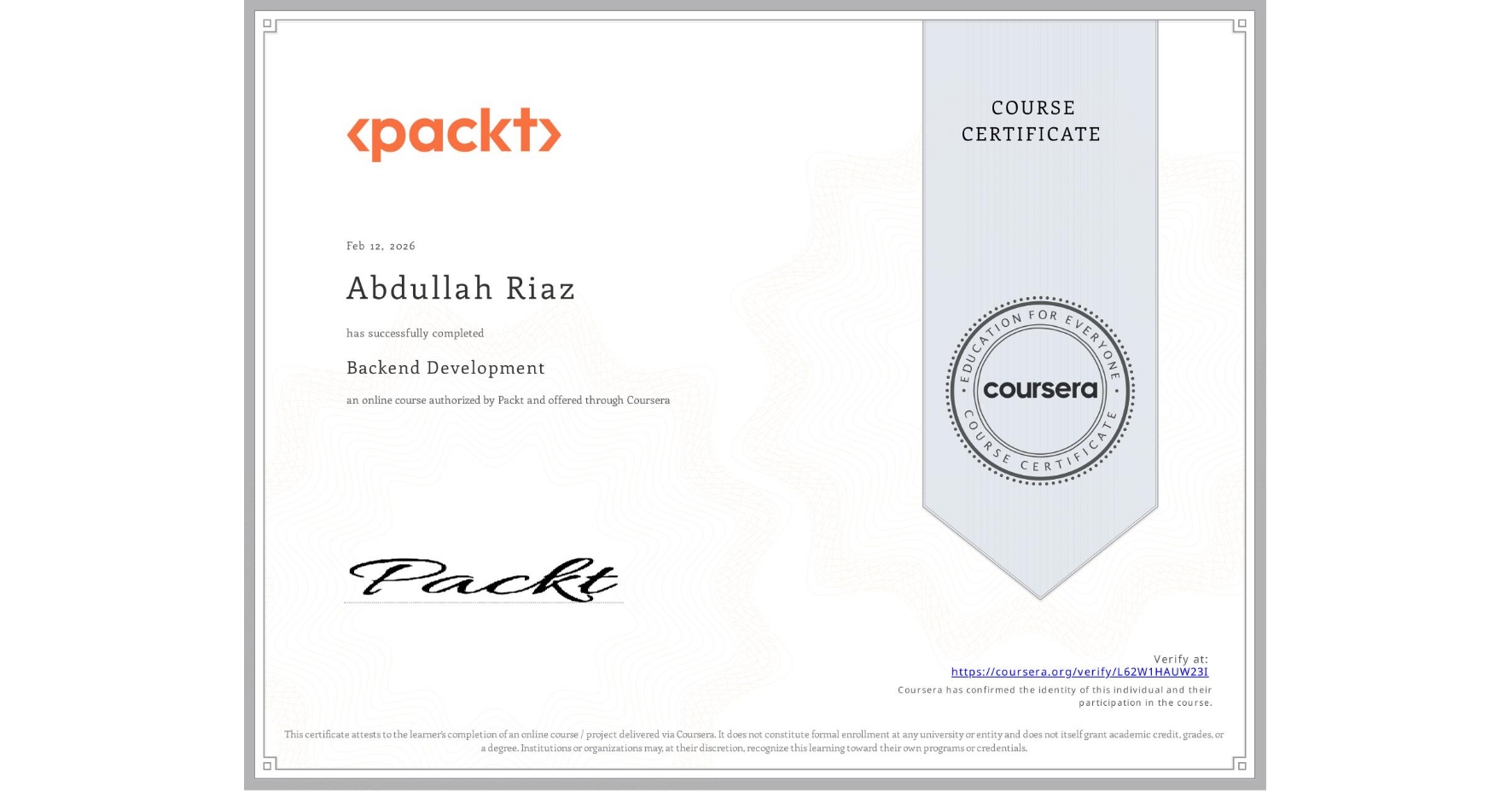 certificate